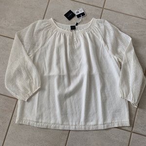 NWT Kaari Blue Ivory Long Sleeve Blouse